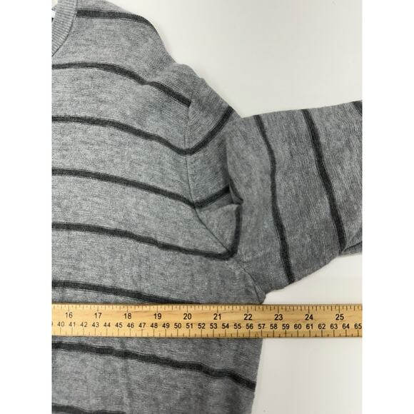 Banana Republic Mens Sweater Size XL Gray Striped Round Neck Cotton Slub - Picture 6 of 9